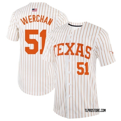 Men's Seth Werchan Texas Longhorns Replica Pinstripe Full-Button Baseball Jersey - White