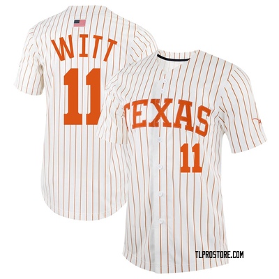 Men's Tanner Witt Texas Longhorns Replica Pinstripe Full-Button Baseball Jersey - White