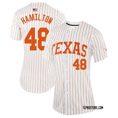 Women's Hudson Hamilton Texas Longhorns Replica Pinstripe Full-Button Baseball Jersey - White