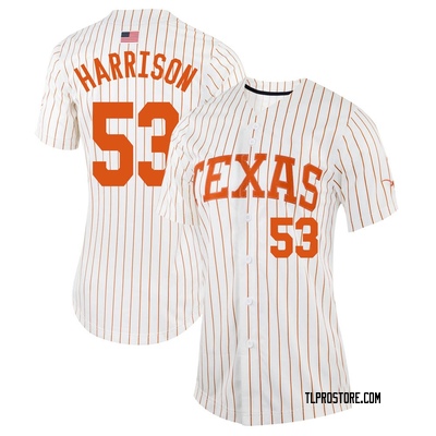 Women's Luke Harrison Texas Longhorns Replica Pinstripe Full-Button Baseball Jersey - White