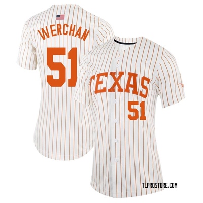 Women's Seth Werchan Texas Longhorns Replica Pinstripe Full-Button Baseball Jersey - White