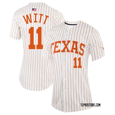 Women's Tanner Witt Texas Longhorns Replica Pinstripe Full-Button Baseball Jersey - White